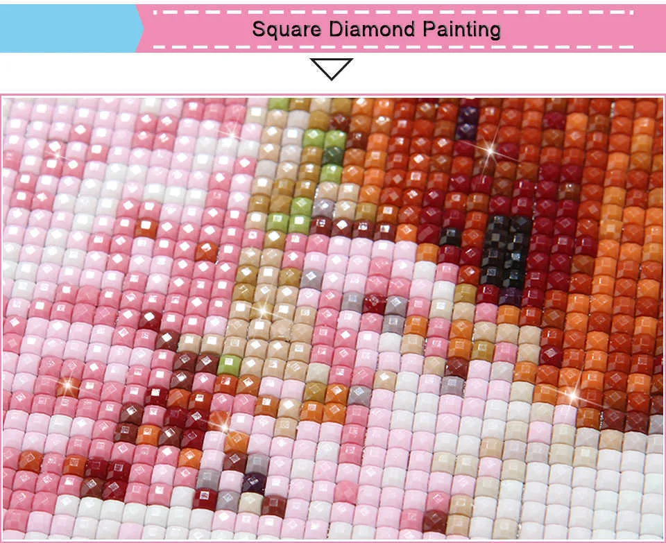 Colorful Lotus 5D Diamond Bead Painting Kit Drill Square Animal 5D Diamond Embroidery Rhinestone