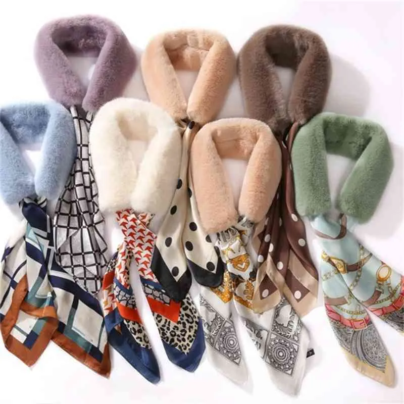Rara nieuwe mode vrouwen ladi herfst winter warme faux bont sjaal luipaard print zijden scarv