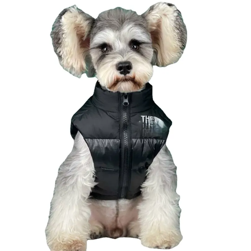犬の顔の冬のペット服、暖かい厚い白いアヒルダウンベスト、チワワ語フレンチブルドッグ子犬ジャケット210914