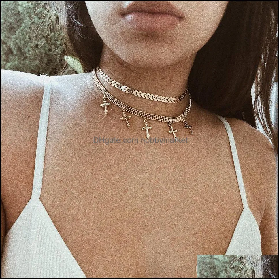 Fashion Cross Statement Necklace Women Choker Jewelry for chain Necklace Gifts