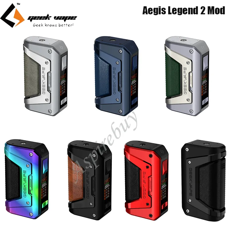 Geekvape Aegis Legend 2 MOD 200W Vape Powered by Dual 18650 Battery L200 Leaps Tri-proof Electronic Cigarette Vaporizer 1.08-inch Full Screen Box Authentic