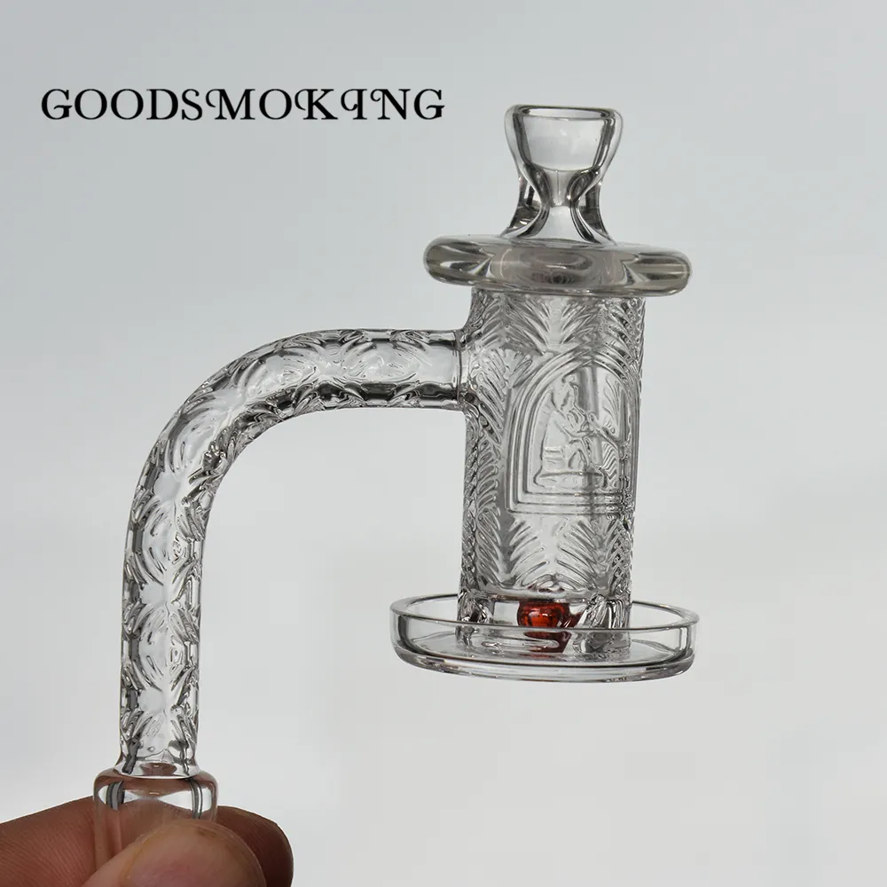 Quartz Spinner Banger Set Rook Volledig gesneden met 1 Glas Terp Pearl Carb Cap Cone voor DAB Rig Waterpijp Bongs Hookahs Beeld willekeurig wanneer verzonden