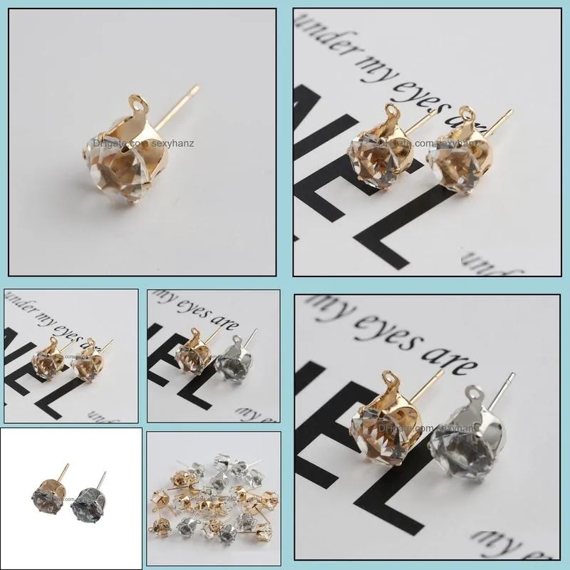 # 6 # 8 bare diamond ear hanging solar claw earring jaw diamond zircon DIY handmade jewelry accessories