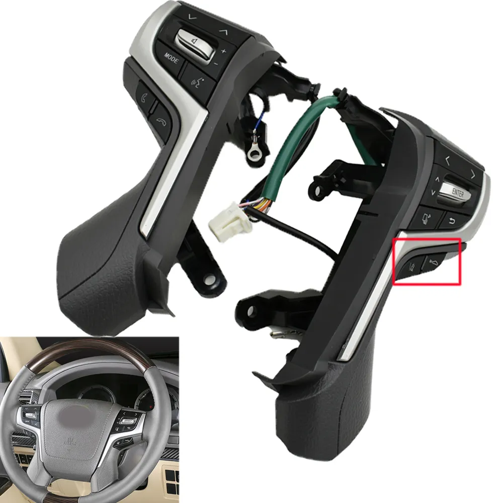 Pulsanti di controllo del volante con interruttore nero con cavi per Toyota Land Cruiser Prado 2012-2017 Auto-styling