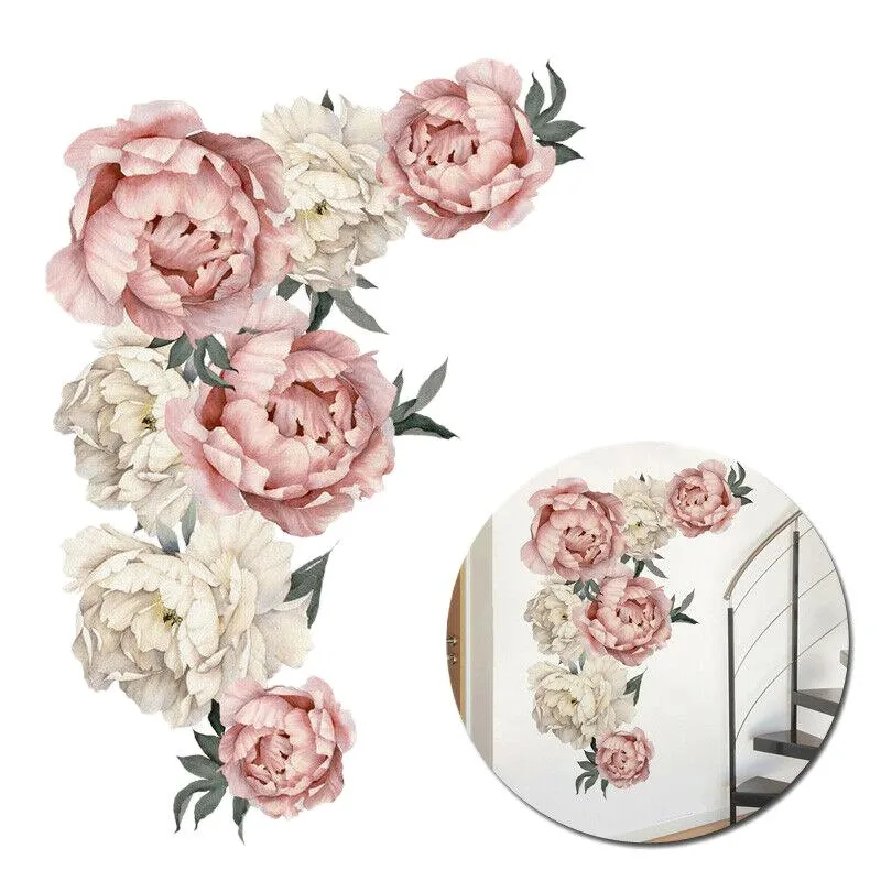 Wall Stickers 1Pc Pink Peony Flower Blossom Kids Art Baby Nursery Decor Mural Decal