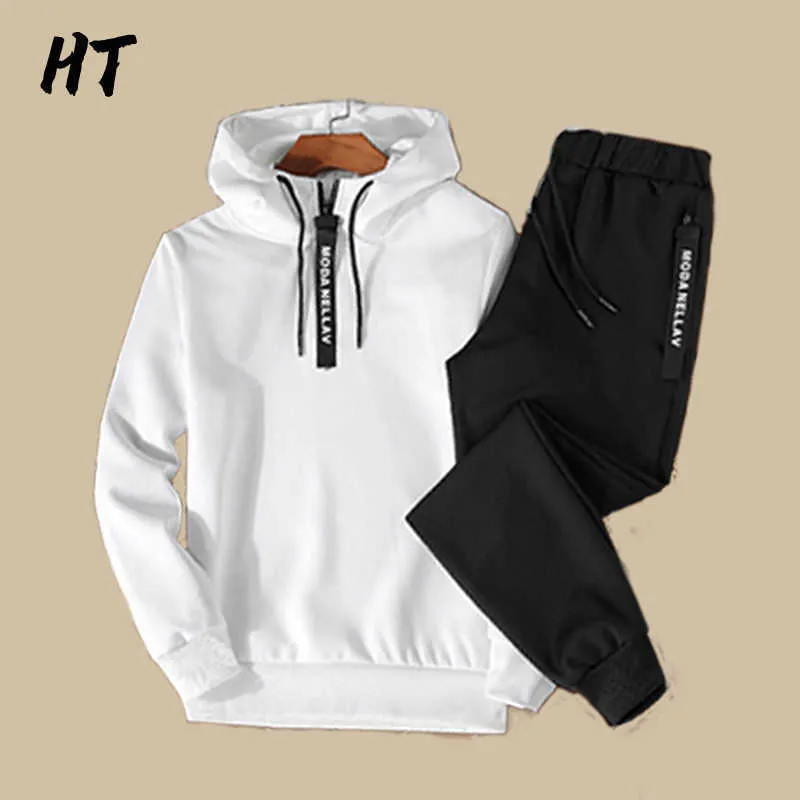 Tracksuit Homens Casual Hoodie Sólido Mens Mens Primavera Outono Novo-Chegado Homens 2 Peça Juntos Conjunto de Moda Coreana Oversize 5xL X0610