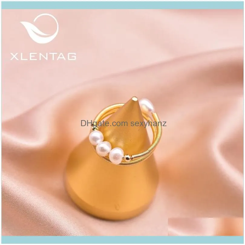 Xlentag Minimalist Natural White Pearl Women Layered Rings Adjustable Couple Ring Gifts of Love Vintage Handmade Jewelery Gr0260