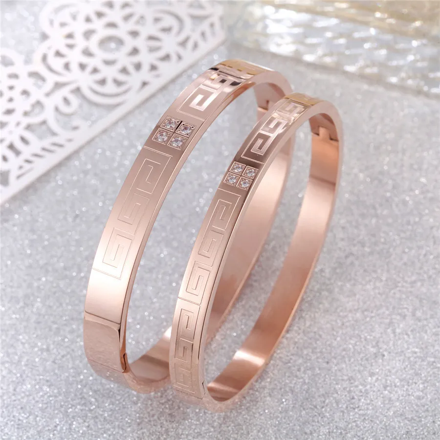Trendy Stainless Steel Bracelet Bangle For Women Men Yellow Gold Rose Gold Color Girl Lover Fashion Jewelry Accessory262P
