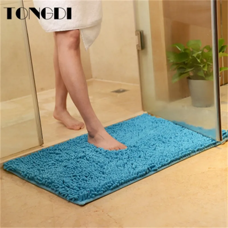 TONGDI Bathroom Carpet Mats Soft Shower Microfiber Chenille Anti-skip Sop Rug Decoration For Home Bathroom Living Kitchen Room 210724