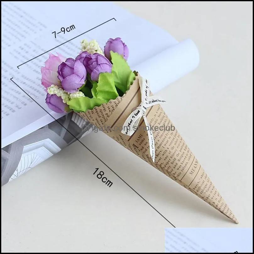 Decorative Flowers & Wreaths 1 Bunches Lifelike Artificial Flower Kraft Paper Wrap Fake Pography Props Home Decor For Wedding