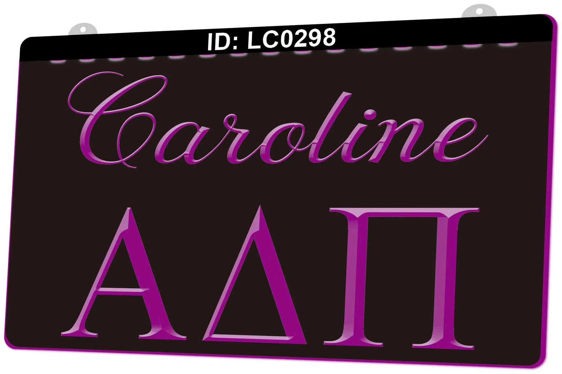 LC0298 Caroline Alpha Delta Pi Light Sign Incisione 3D