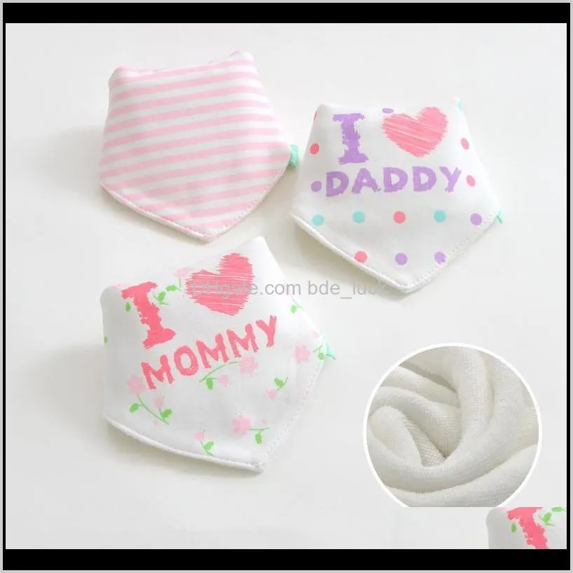 3pcs/lot Cotton Newborn Infant Girls Boys Toddler Triangle Scarf Cartoon Baby Bibs Cute Printing Bandana Baby Accessory