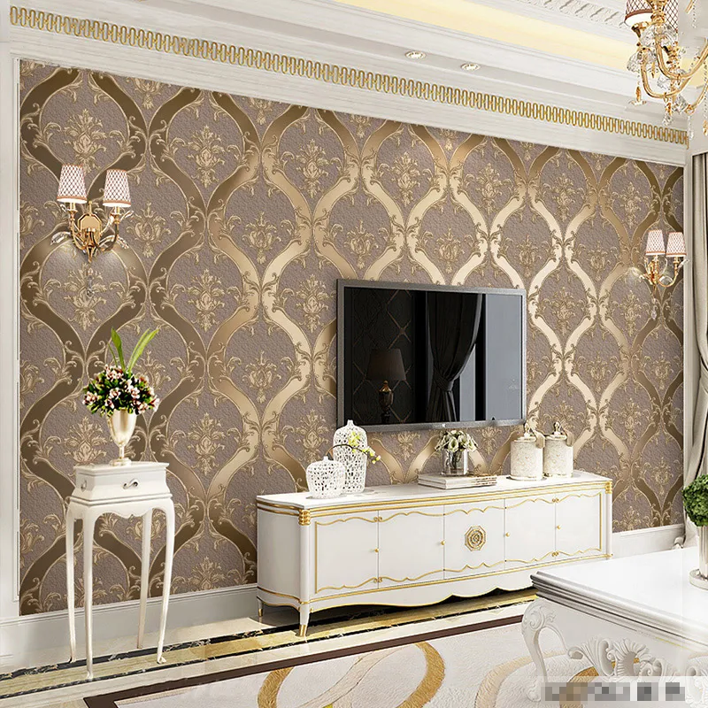 Estilo Europeu 3d Damasco Papel De Parede Sala De Estar Quarto Gravado Não  Tecido Tv Fundo Papel Parede Rola Papel Moderno Papier Peint De $5.940,7