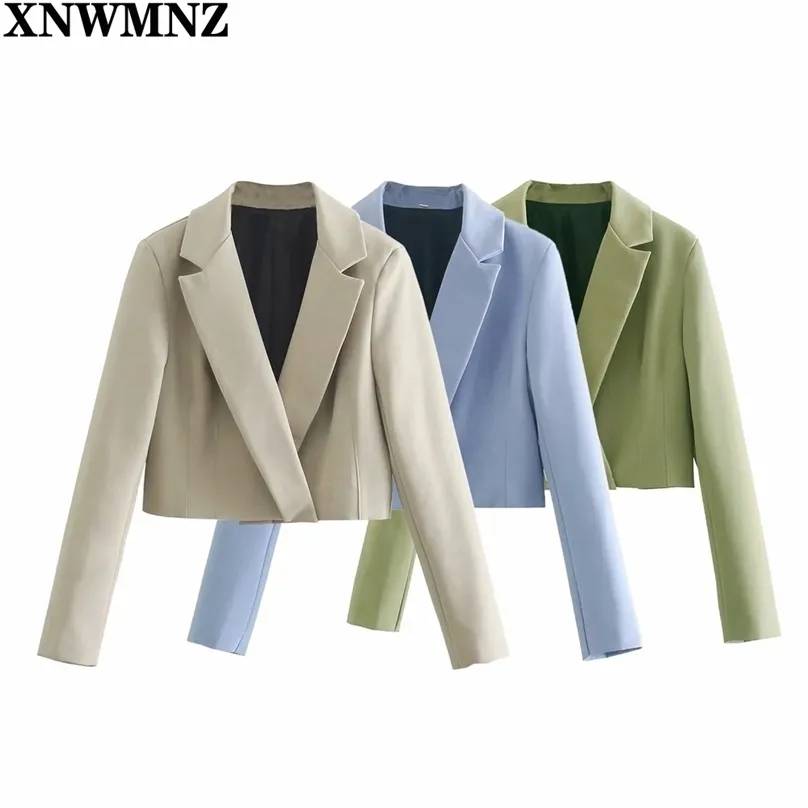 Xnwnz za 2 peças conjunto de escritório de moda recortado jaquetas de blazers e alta wasit mini saias lado split fork 211006