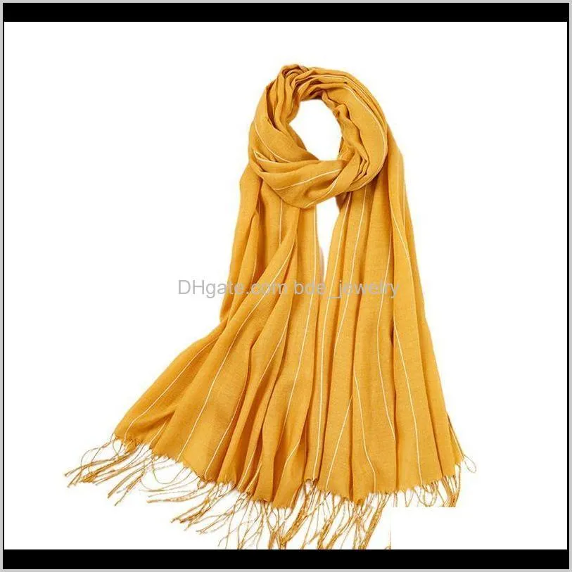 womens cotton linen malaysia headscarf stripes solid color long shawl fringed tassels snood muslim hijab islamic head wrap