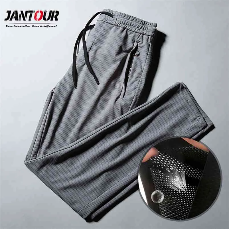 Brand Men's Casual Pants Breathable Style Business Fashion Thin Mesh Section Solid Color Trousers Male 210715
