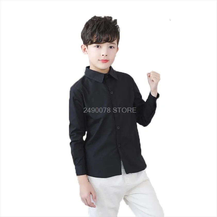 Boys White Shirts For Kids Clothes Solid Cotton Formal Shirt