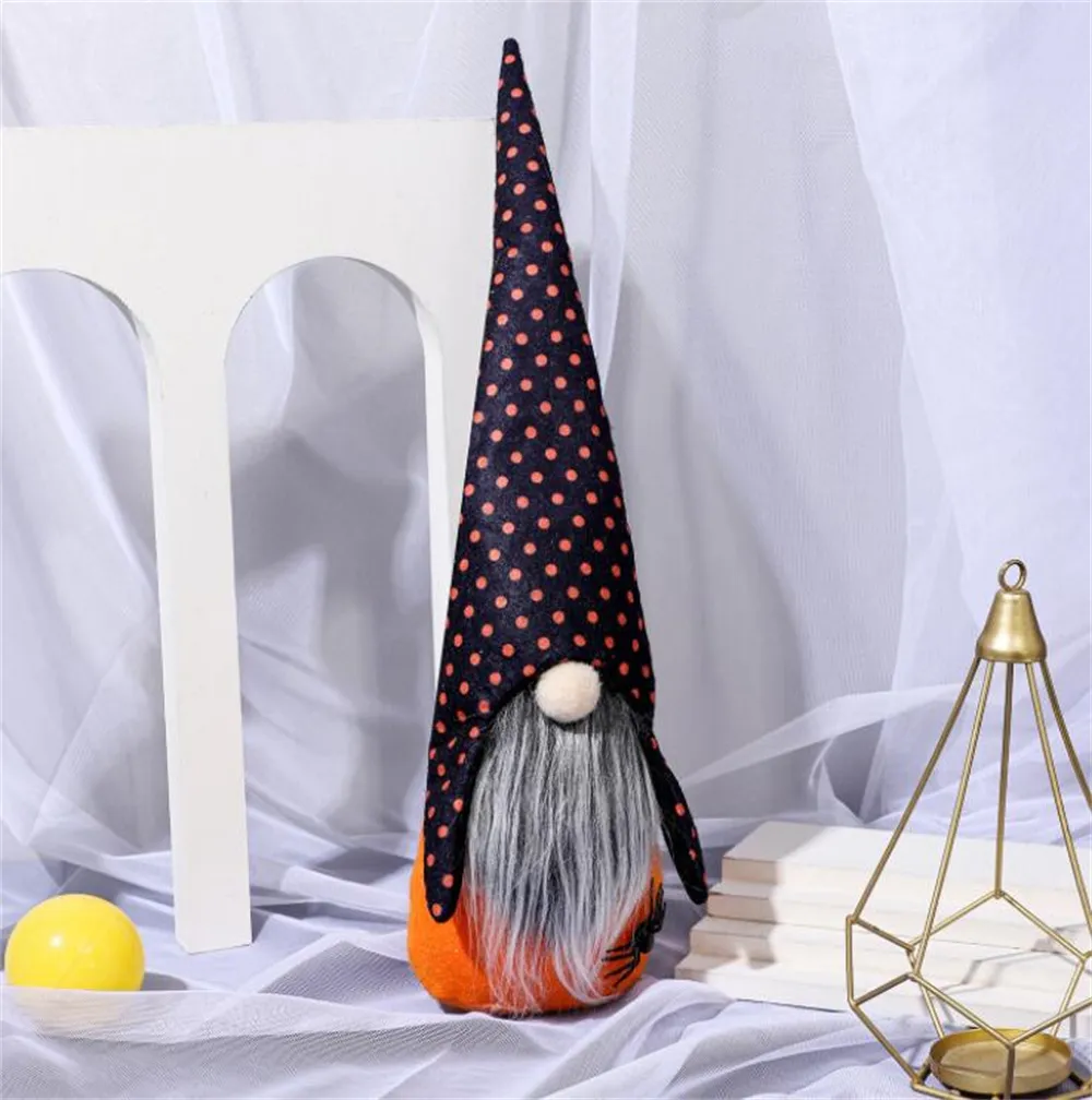 Home Garden Festive Halloween Gnomi Peluche Decor Fantasma Zucca Tomte Artigianato fatto a mano Cappello svedese Gnomo Ornamento scandinavo