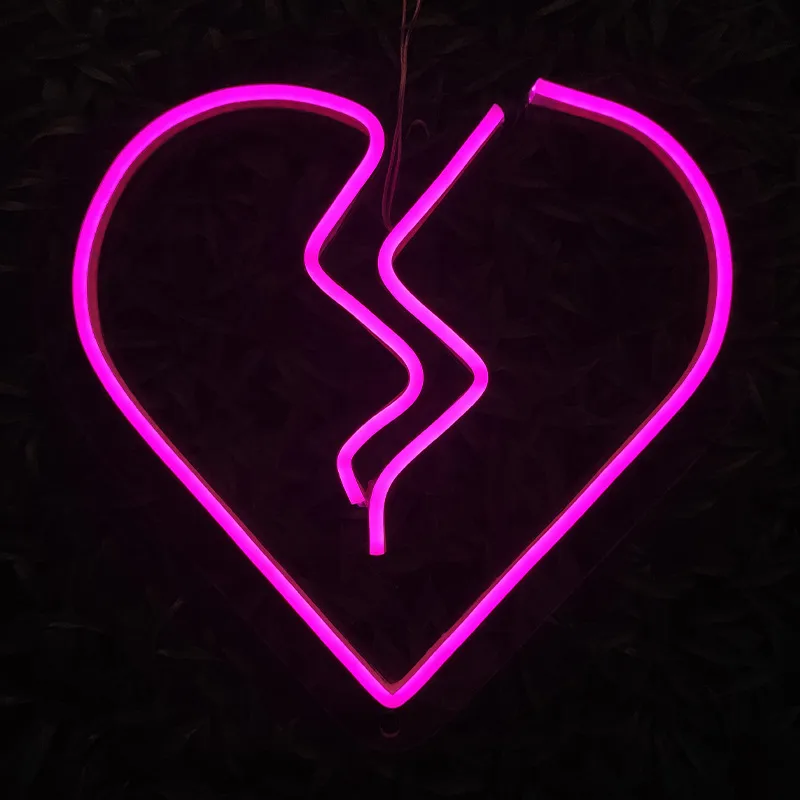 Broken Hearted Sign Holiday Lighting Girl Hem Dekoration Bar Offentliga platser Handgjorda Neon Light 12 V Super Bright