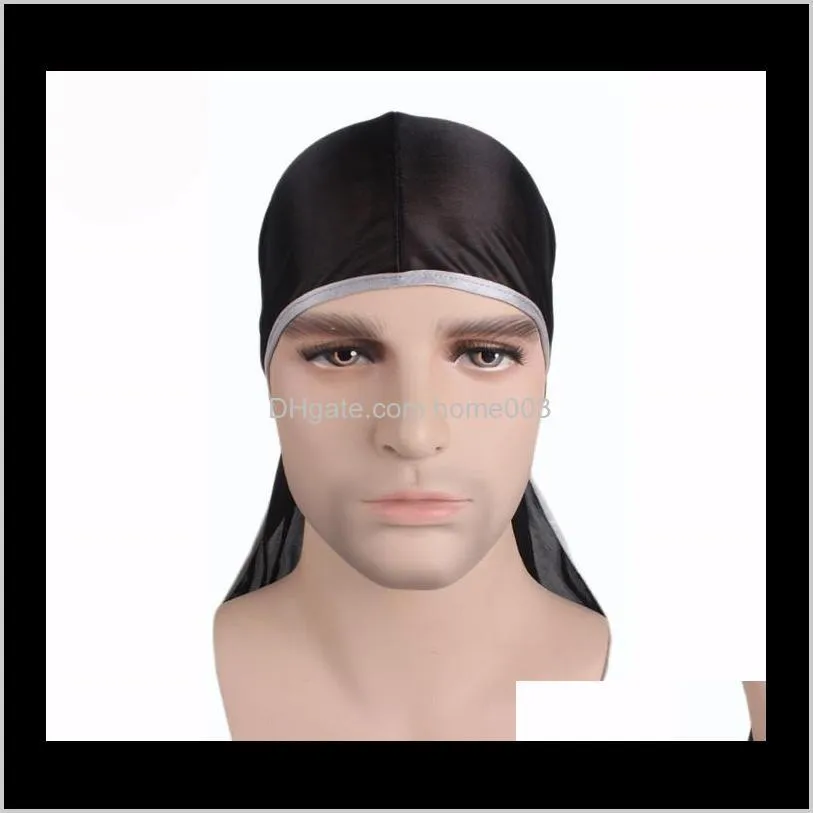 new fashion men`s satin durags bandanna turban wigs men silky durag headwear headband pirate hat hair accessories b395
