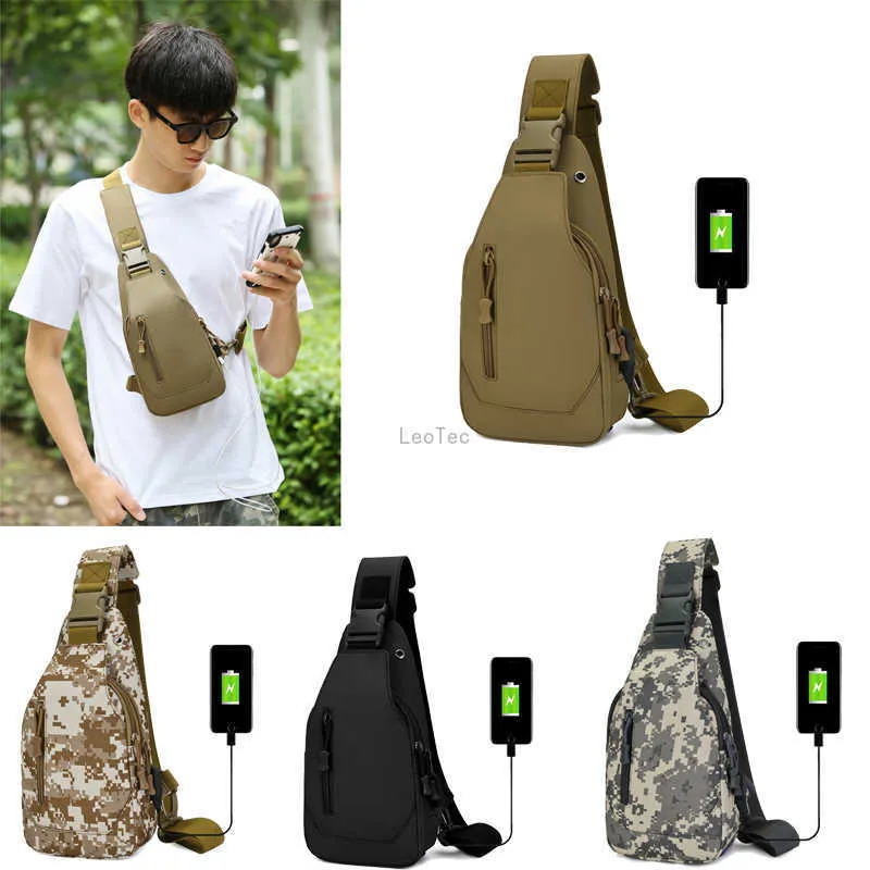 Sling Charging Tactical Camping USB Bag Military Army Hiking Chest Bags Travel Duffle Outdoor Camping Fishing Shoulder Mochila