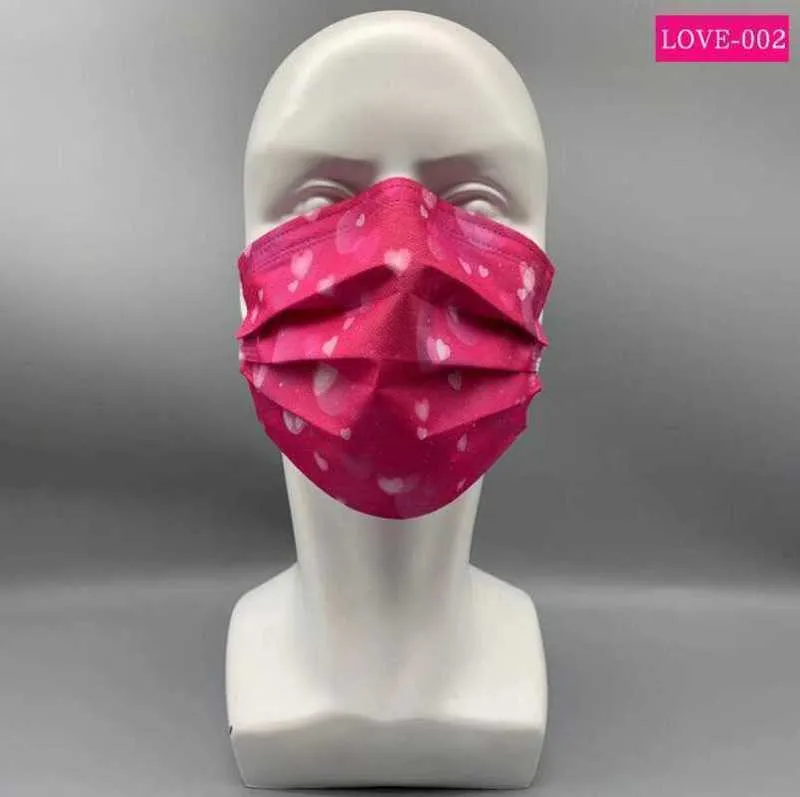 Lovers Valentine`s Day Fashion Disposable Mask Adult Men Women 95% Filtration Efficiency Dustproof Prevention of Influenza Face Mouth Masks