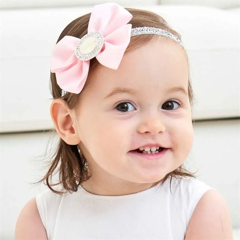 Miyocar Personlig Any Name Po Kan göra Baby Girl Bling Pink Headband Born Baby Present Princess Style Unik Design 211023