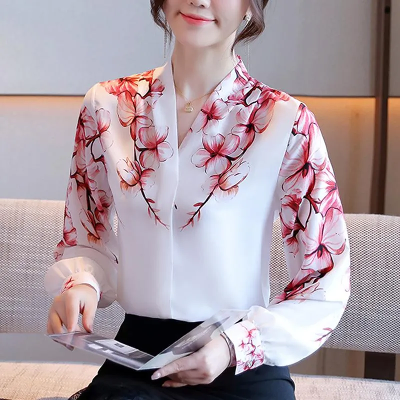 Frauen Blusen Shirts 2021 Herbst Mode Langarm Chiffon Bluse Casual Kleidung Dame Hemd Elegante Weibliche Gedruckt Frauen Tops