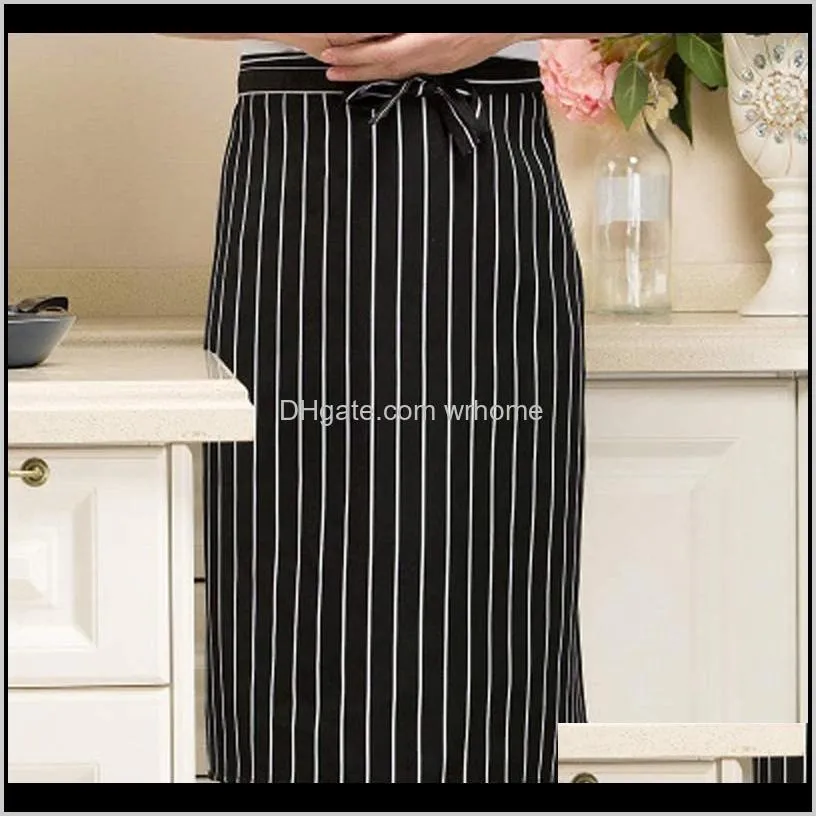 3Pcs Kitchen Aprons Half-Length Long Waist Apron Catering Chefs Waiters Uniform Striped Apron 70cmx70cm