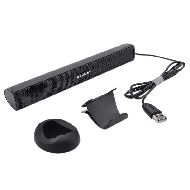 Altoparlanti portatili IKANOO per laptop Subwoofer Stereo Soundbar compatibile con Noteook PC TV Mini soundbar piccola e cablata-Nero