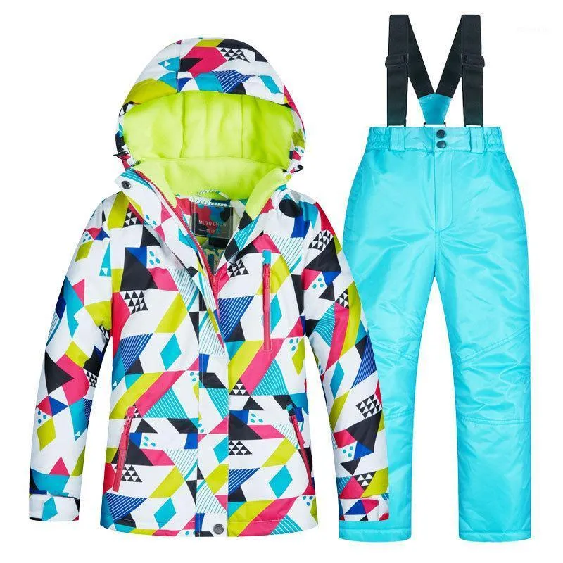 Ski -jassen Ski Suit Girls Children's Merken Hoge kwaliteit Winddichte waterdichte sneeuw Warm Kind Winter Sets Dikke snowboardpakken Dikke Snowboard