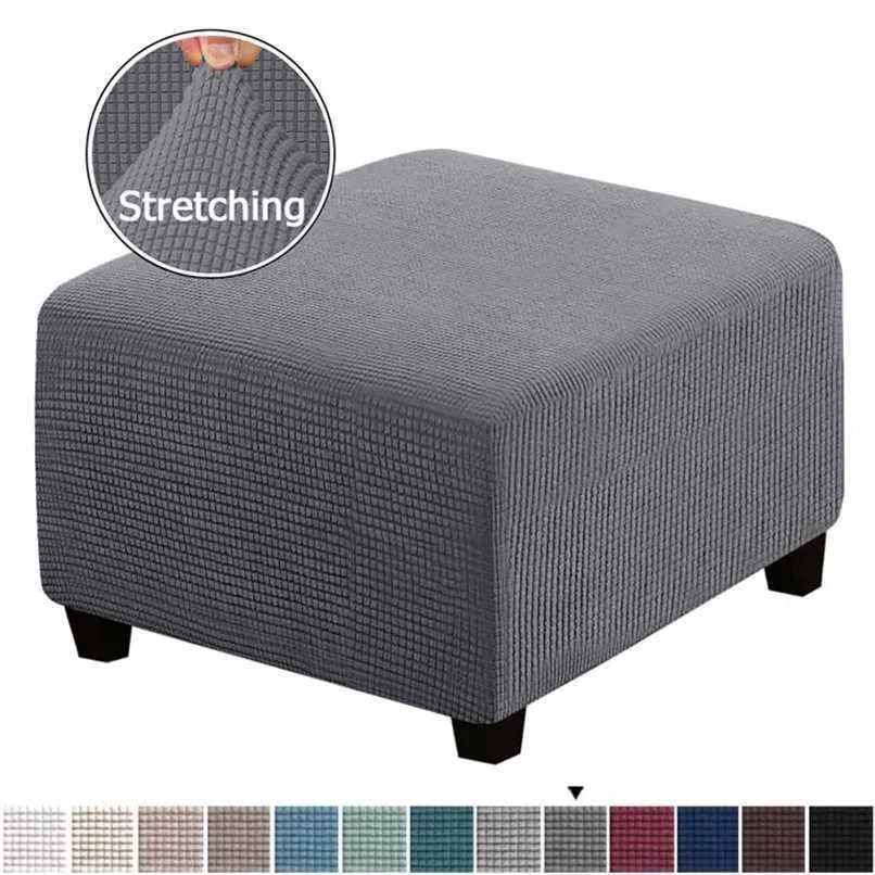 1 / 2pcs Jacquard Ottoman Pall COVER Elastisk kvadratfotstall Sofa Slipcover Foothleststol täcker möbelskydd 211116