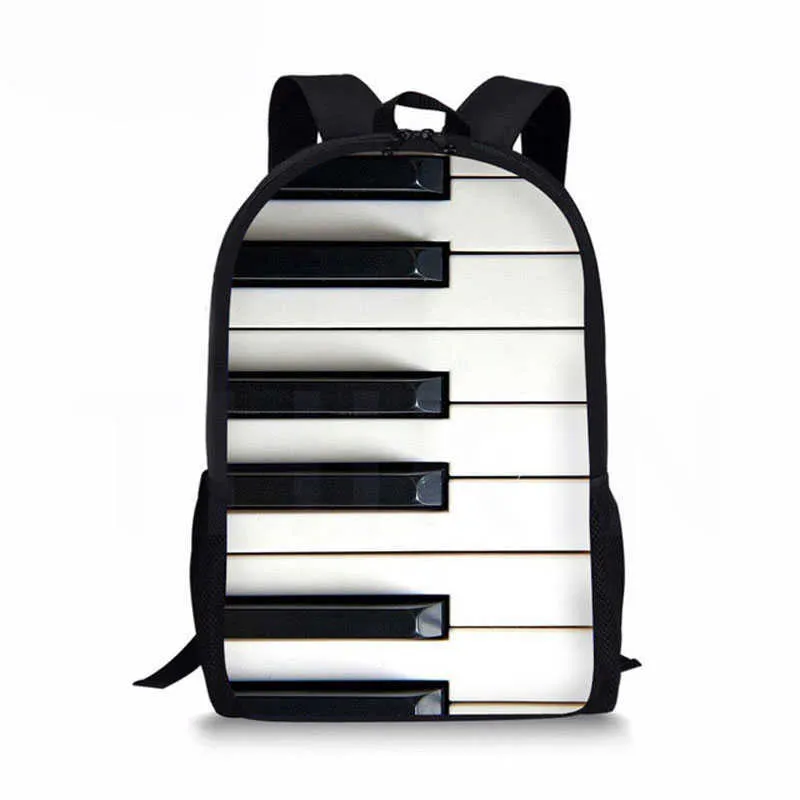 Musik Note 3D-Druck Rucksäcke für Mädchen Jungen Kinder Schultaschen Schwarz Klavier Orthopädischer Rucksack Kinder Büchertasche Schulranzen Rucksack X0529