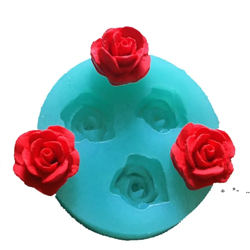 3D Rose flowers chocolate wedding cake decorating tools 3D baking fondant silicone mold used to easily create poured sugar RRA11745
