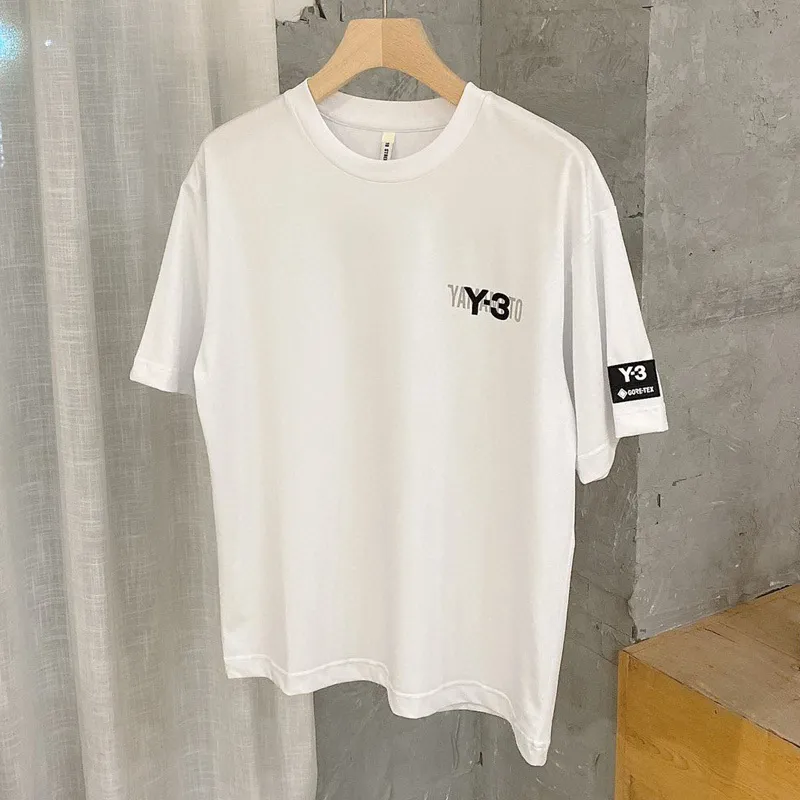Летняя мода бренд Y3 буква напечатана круглые шеи половина рукава футболка мужская повседневная спортивная футболка с коротким рукавом