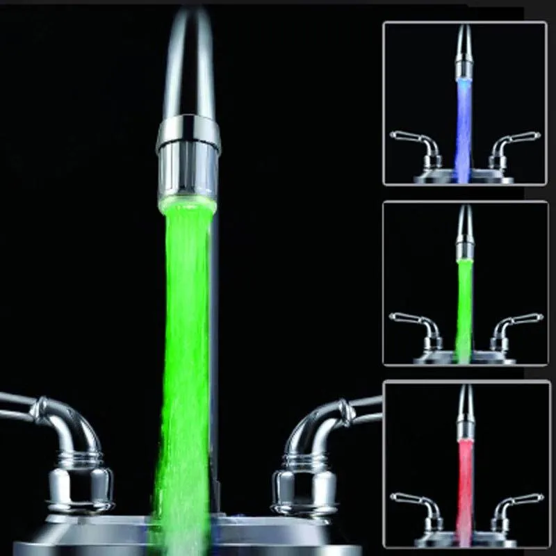 Robinets d'évier de salle de bains LED robinet d'eau lumière robinet Intelligent coloré lueur pomme de douche cuisine couleur buse pas de batterie