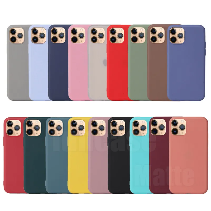 Cases For iPhone 15 Pro Max 14 Plus 13 Mini 12 11 Candy Colorful Ultra Slim Matte Frosted Soft TPU Silicone Rubber Cover Phone Case