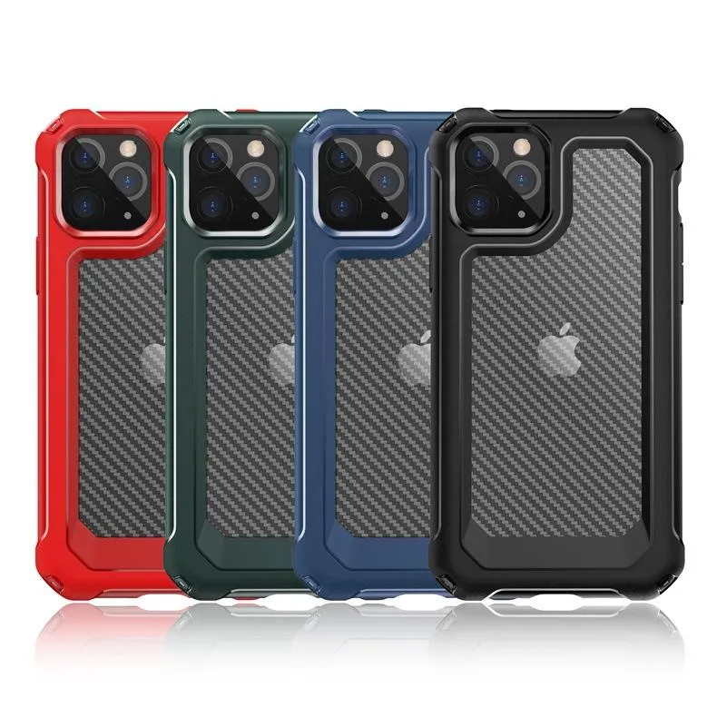 Stoßfeste Handyhüllen aus Kohlefaser für iPhone 13 12 11 Pro Max XS XR X 6 7 8 Plus SE2 Samsung S20 Ultra