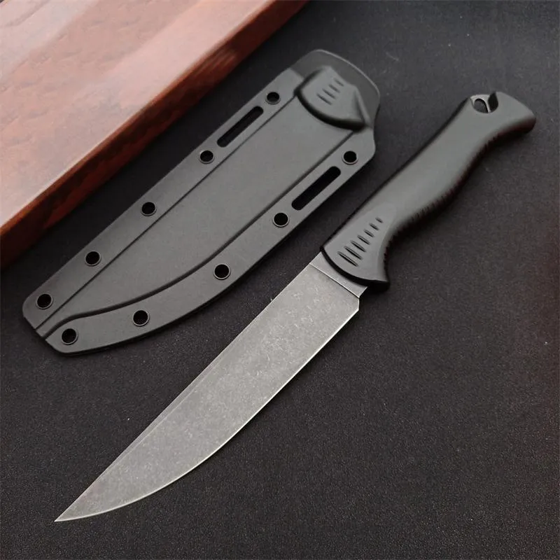 Promotion 15500 Survival Straight Knife CPM-154 Black Stone Wash/ Satin Drop Point Blade Full Tang Nylon Plus Glass Fiber Handle Fixed Knives