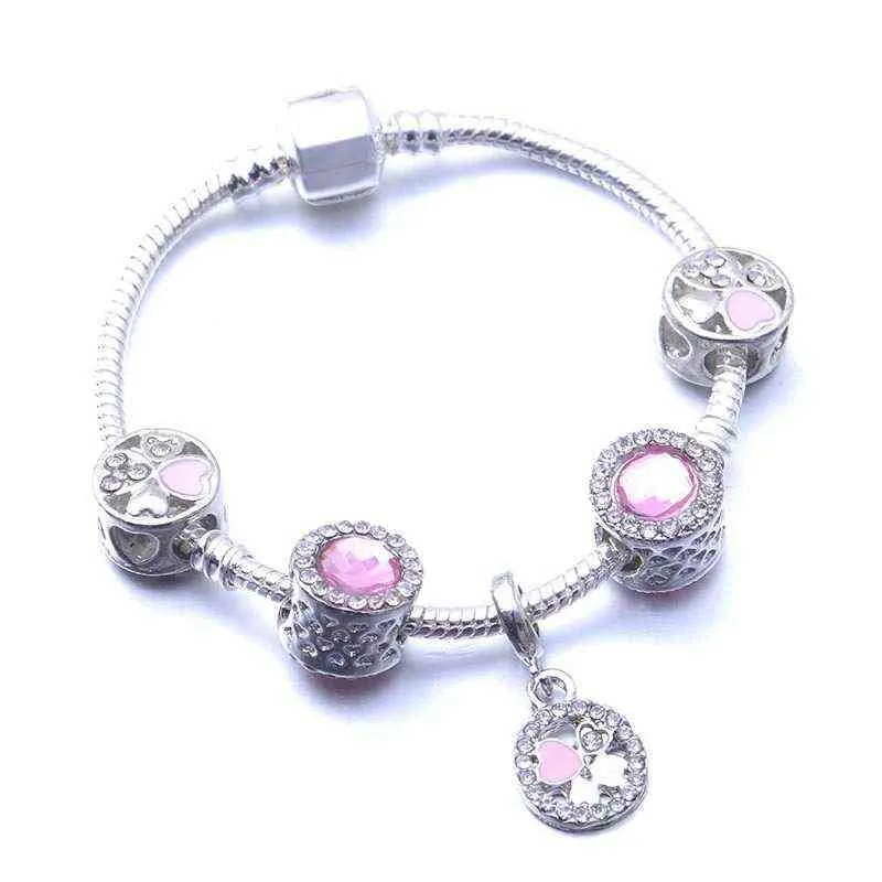 2020 Boa sorte trevo bracelete DIY Moda Cristal Definição Frisado Pandora Presente de Charm para namoradas