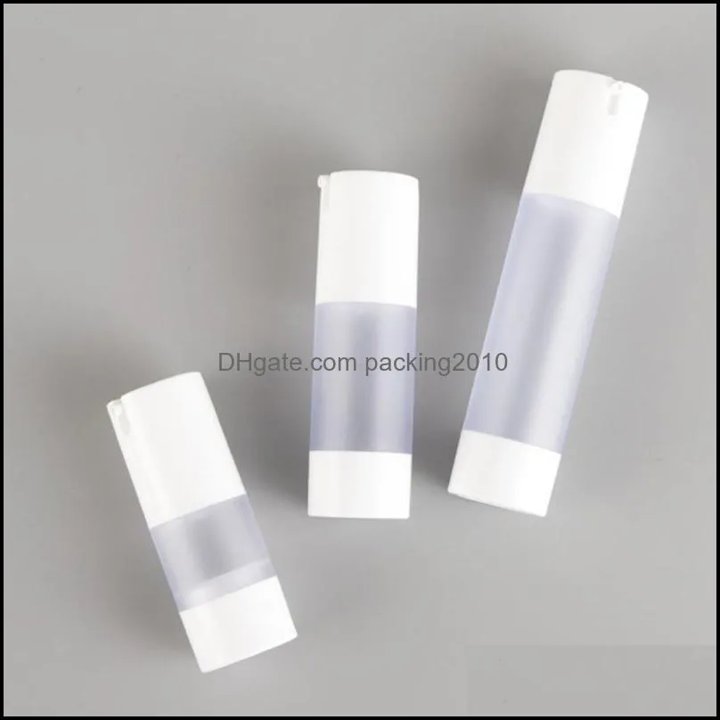 Stoccaggio Organizzazione delle pulizie Giardino domestico Bottiglie di stoccaggio Barattoli Top 15 ml 30 ml 50 ml Bottiglia airless Essenza Pompa per vuoto Glassato bianco Refi