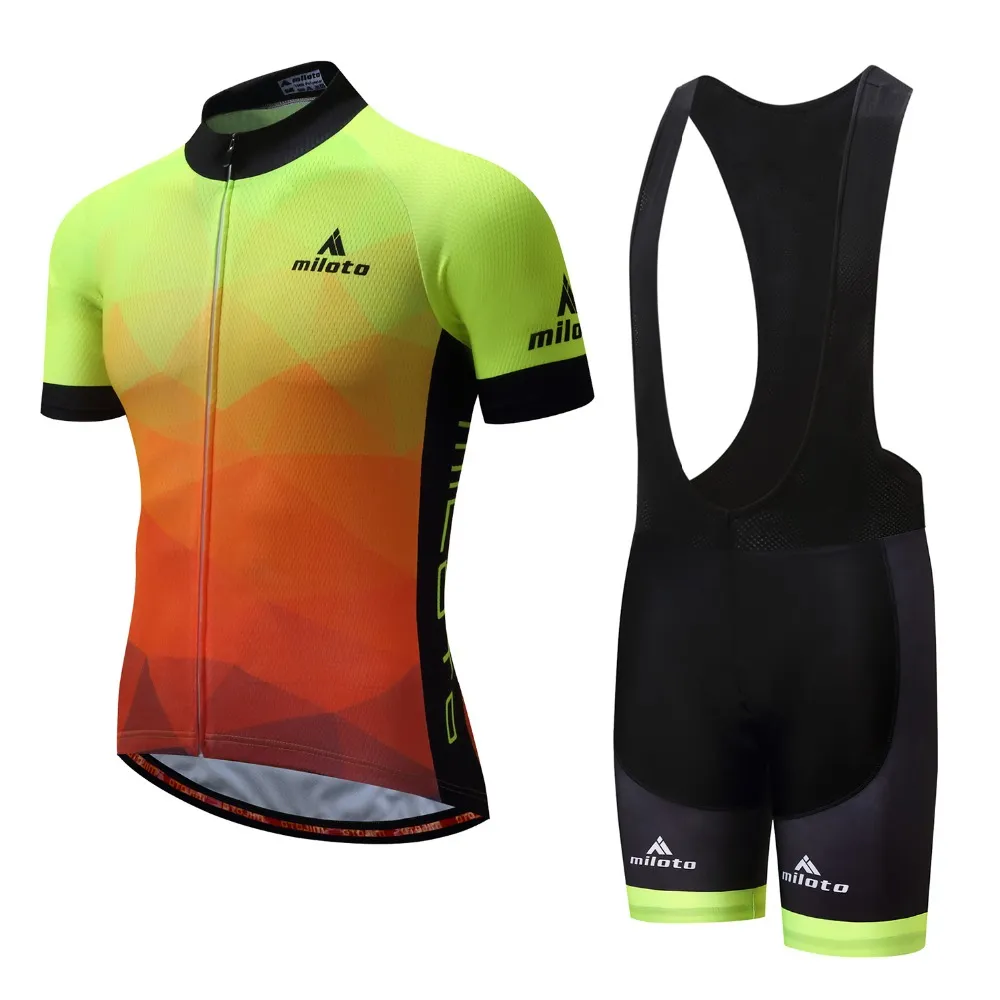 Maillot de cyclisme fluorescent pour hommes, ensemble respirant, kits de vélo de course en équipe, vêtements de vélo courts, M089, été 2024