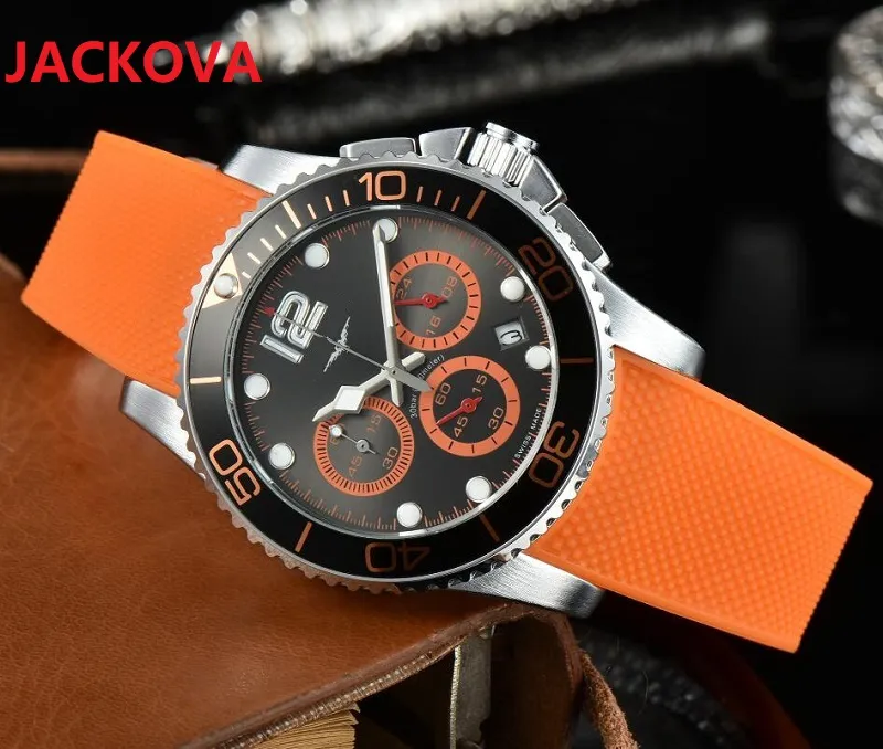Stor designer klocka hög kvalitet silikongummi armbandsur kvarts kronograf rörelse mens sport klassiska armbandsur reloj de lujo
