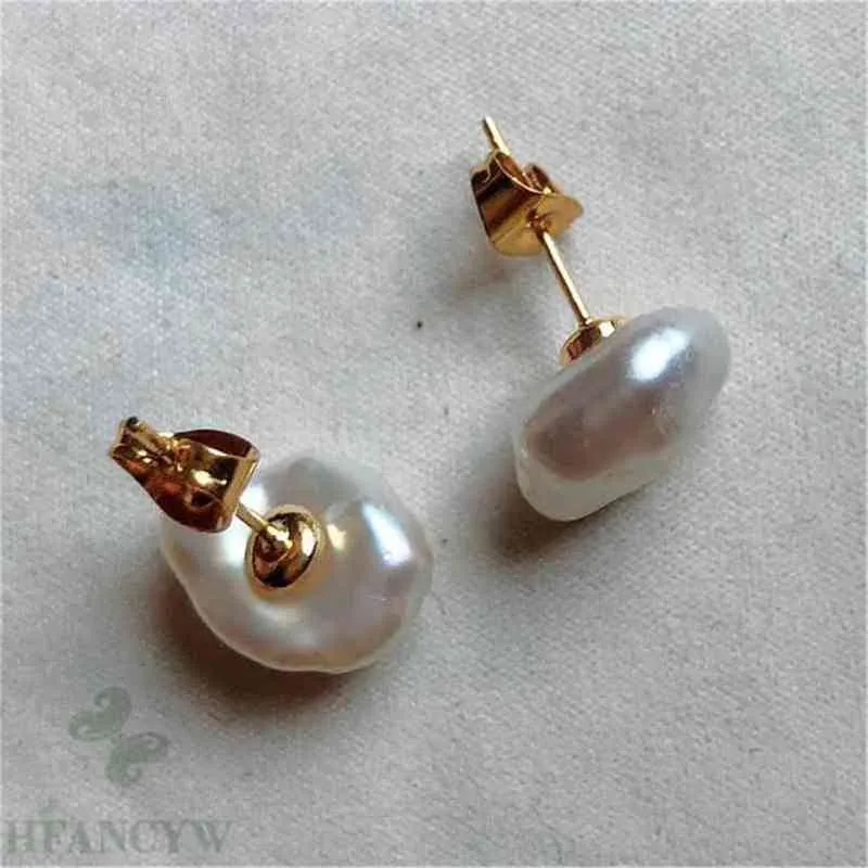 Moda cor branca barroca pérola 18k brincos de ouro cultivo jóias aurora bead personalidade hipnotizante diy 210616