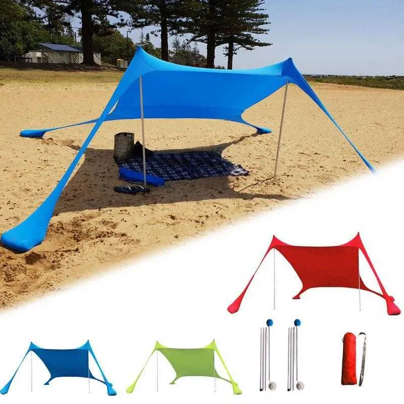 Family Beach Sunshade Lightweight Sun Shade Tent With Sandbag Anchors Comfortable For Parks & Outdoor Camping Dropshipping Y0706