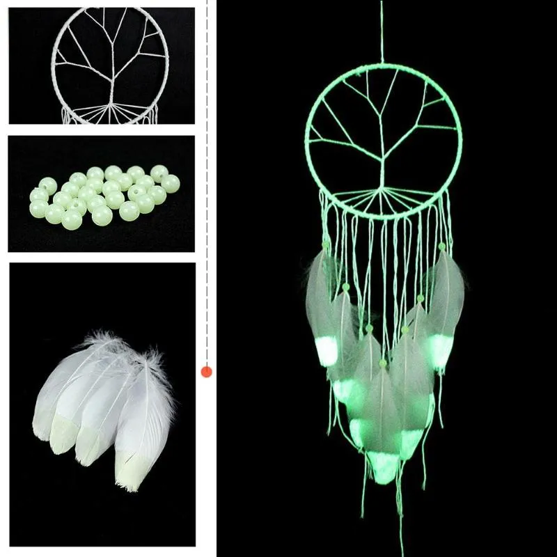 Decorative Objects & Figurines Fluorescent Dream Catcher Indoor Handmade Pendant Ornaments Valentine's Day Gift Noctilucous Wind Chimes #D23