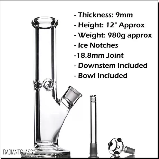 Ciężki szklany 9 mm Bong Hookahs proste wycięcie słonia stożka wodna z 12/14/18 14 mm stożka