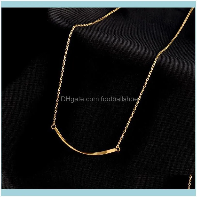 Colorfast Stainless Steel Necklace Fashionable Charm Curved Simple Pendant Clavicle Chain Give Women Jewelry Gifts Chains