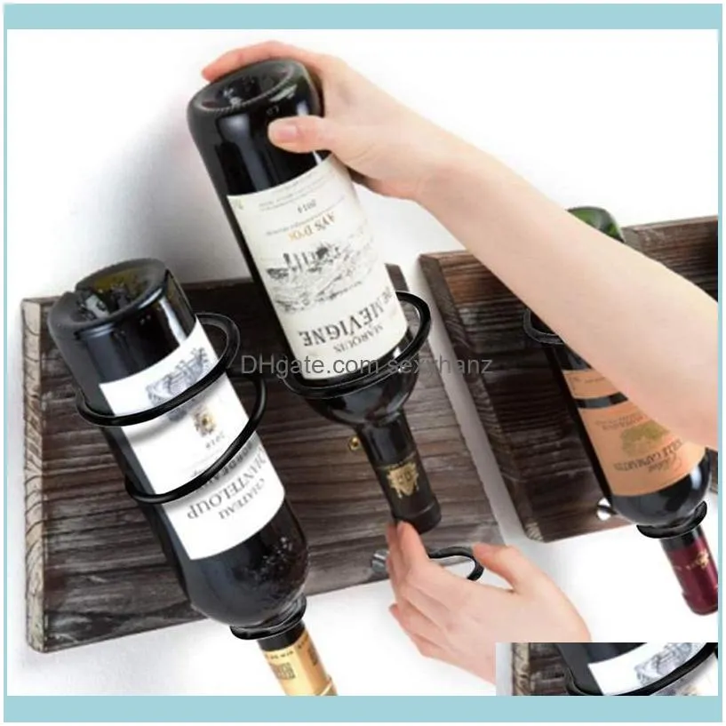 Pack Wine Rack Wall Mounted, Red Bottle Display Holder, Metal Hanging Organizer For Bar And Home Jewelry Pouches, Bags