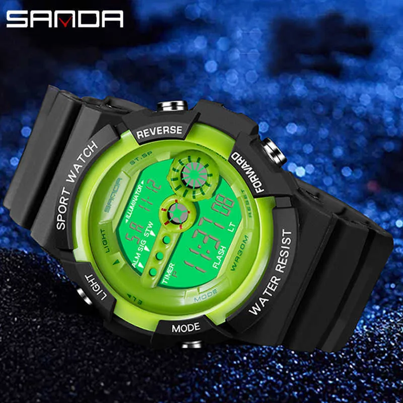 Sanda New Mäns Sports Watch Digital Electronic Clock Mäns Shocksäker 30m Vattentät Lysande Klockvecka Datum Display Hour Gift G1022